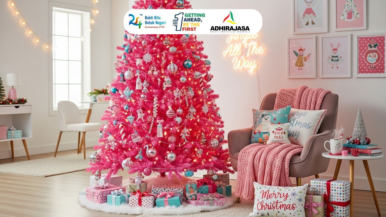 Dekorasi Hiasan Pohon Natal Pink Estetik