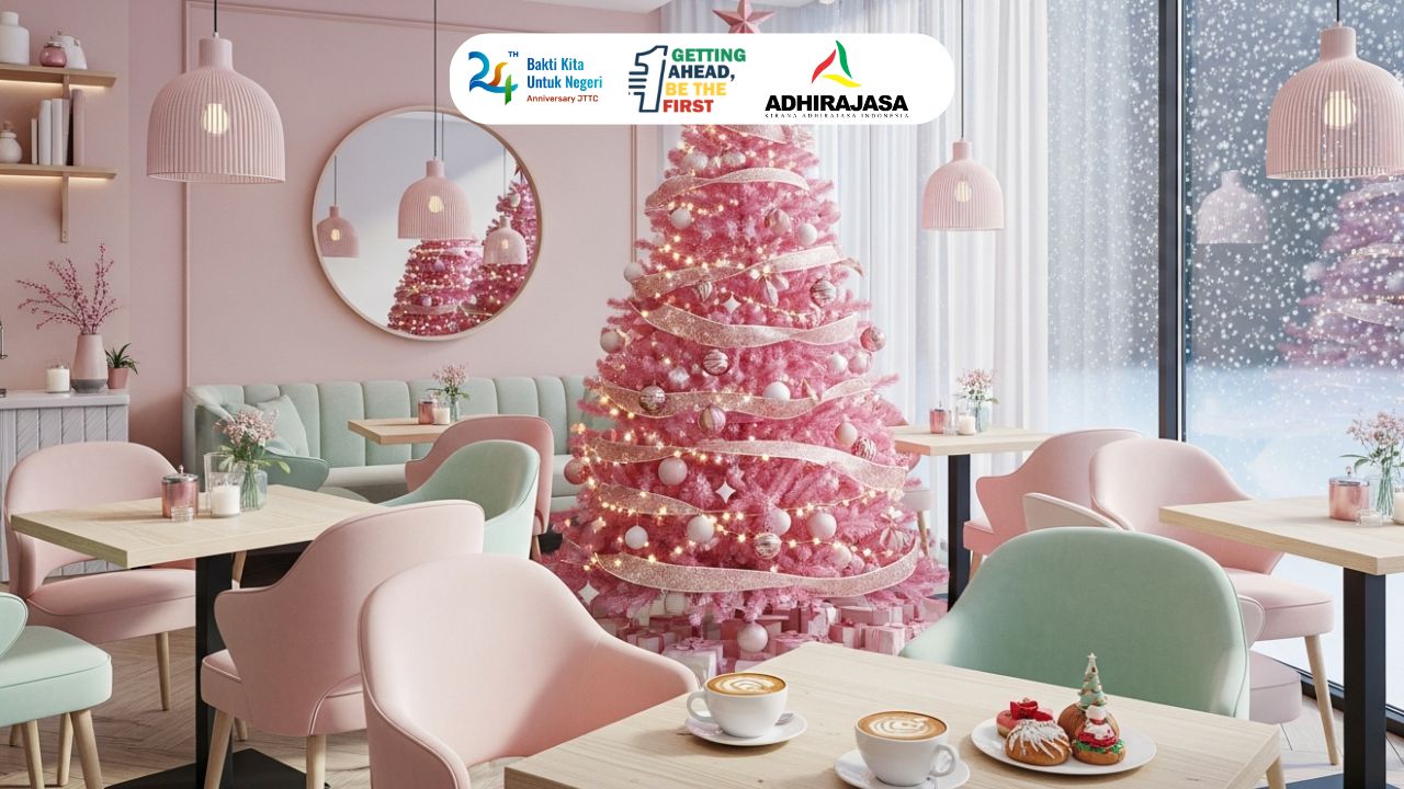 Dekorasi Hiasan Pohon Natal Pink Sederhana